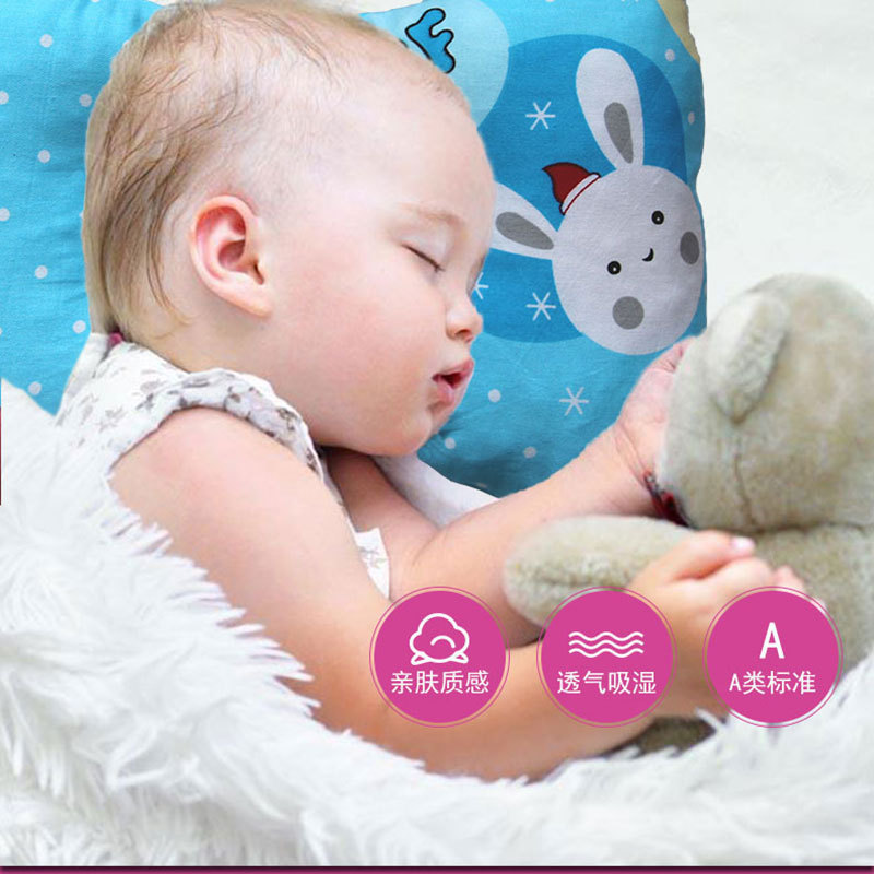 Baby pillow for 0-1 years old baby children's styling pillow cotton newborn anti-deflection head cartoon breathable summer
