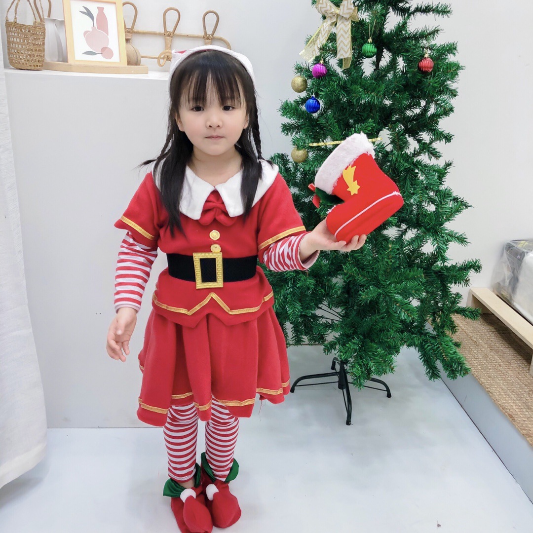 2020 Children's Christmas Performance Clothes Boys and Girls Christmas Elves Dress Up Children's Christmas Clothes Parent-Child Performance Clothes