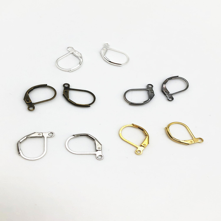 Handmade diy Jewelry Material Earrings Accessories D-word French Ear Hook Electroplated Gold and Silver Environmental Protection Copper Earrings Ear Buckle