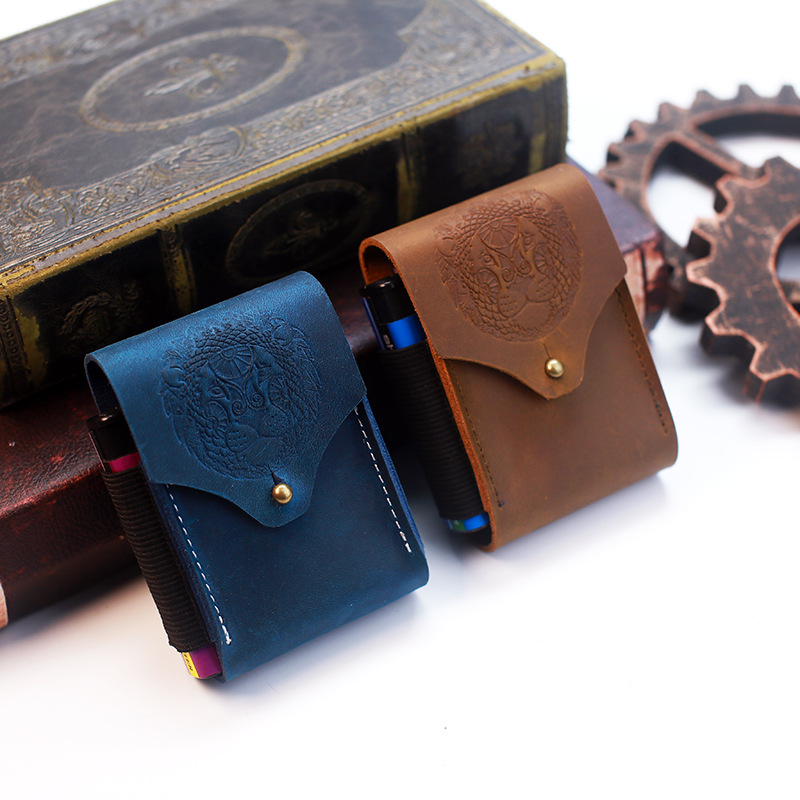 Cross-border Special for EDC Tactical Leather Leather Cigarette Leather Protective Case Crazy Horse Leather Outdoor Leather Case Handmade