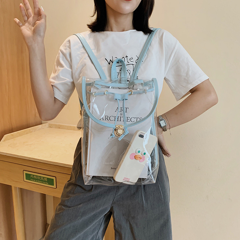 2020 Summer Jelly Backpack Japanese and Korean New Transparent Bag Contrast Color Backpack Casual Women's Bag Wholesale