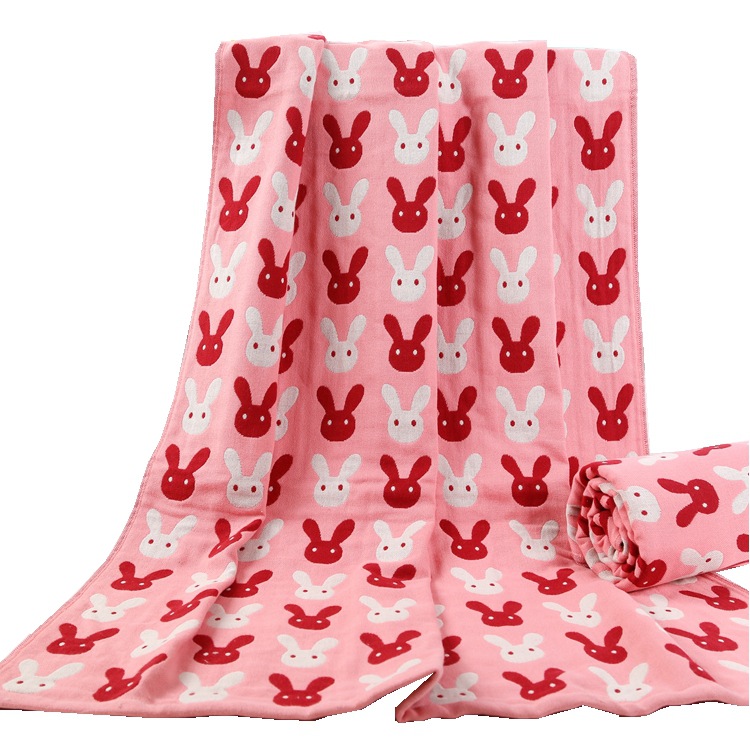 Zhiyang Gauze Towel Quick-Drying Four-Layer Rabbit Bath Towel Adult and Children's Factory Price Wholesale Quick-Drying Cotton Gauze