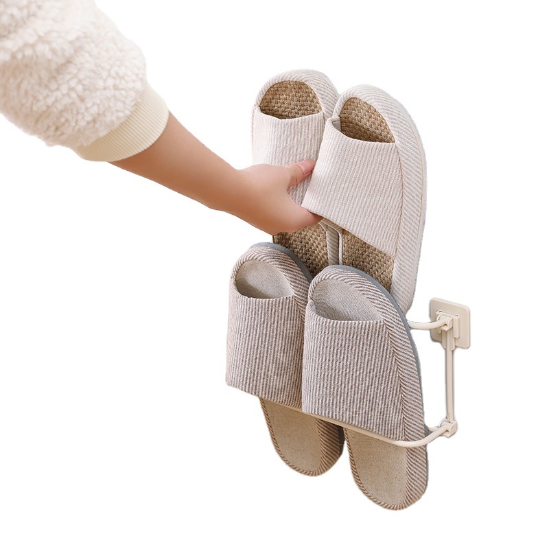 Foldable Bathroom Slipper Rack Wall-Mounted Punch-Free Bathroom Slipper Shoe Rack Hanging Dormitory Storage Artifact