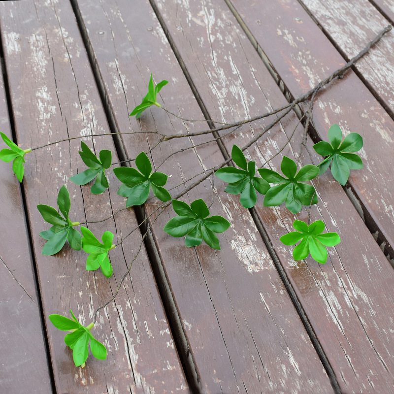 Scandinavian Simulated Green Plant Single Japanese Hanging Clock Green Leaf Plant Horse Drunken Wood Plastic Fake Branches Living Room Desktop Decoration