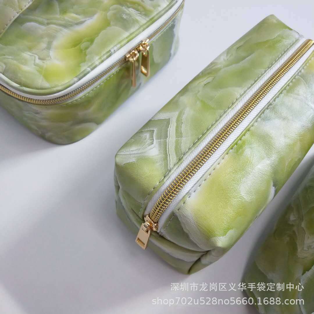 Manufacturers supply a large number of Congyou marble PU cosmetic bag three-piece transparent storage multi-functional travel wash