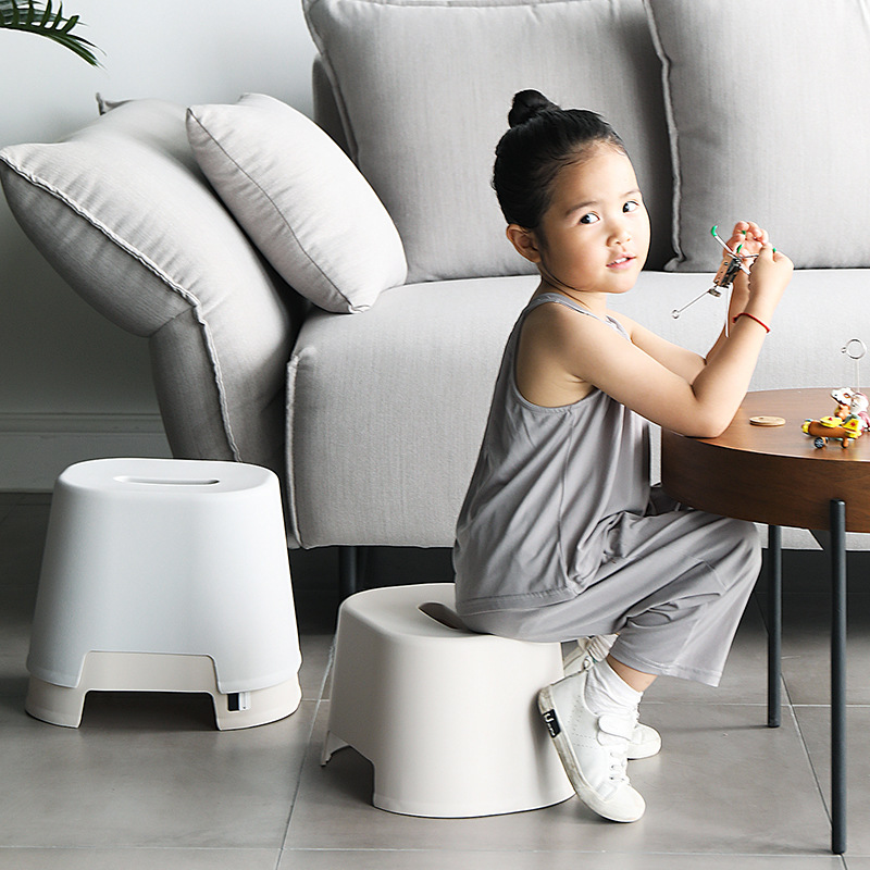 Японский стиль, пластиковый белый табурет для детей, низкий табурет для ванной, нескользящий, утолщенный