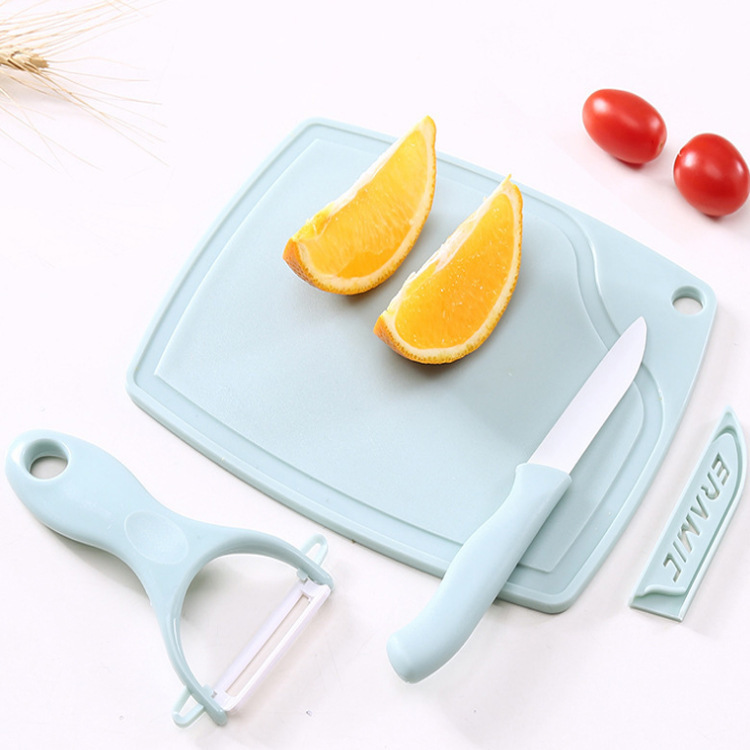 Ceramic fruit knife three-piece set Nordic candy color cutting board ceramic knife set kitchen gift kitchen knife slicing knife