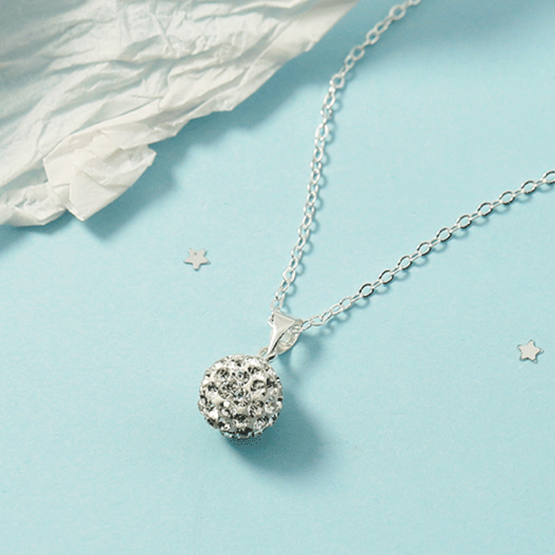 Прямые продажи с фабрики, популярные ювелирные изделия на Amazon, серебряное покрытие Shambhala, полное бриллиантовое сферическое ожерелье для женщин