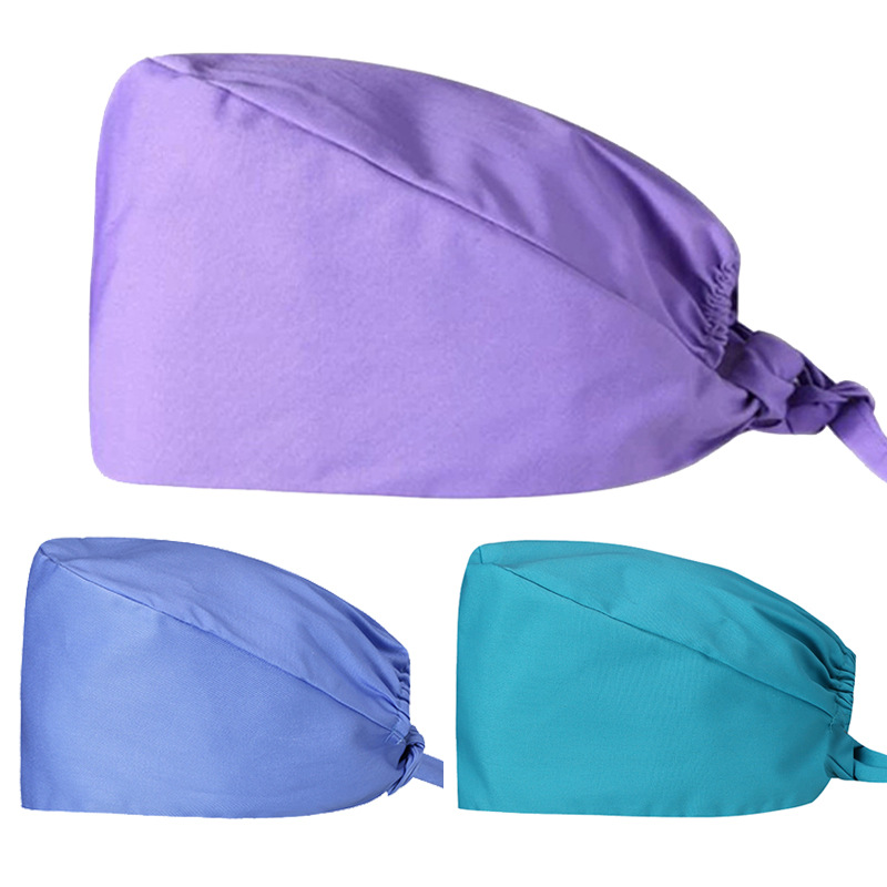 Surgical Cap Cotton Solid Color Nurse Operating Room Hat Confinement Chemotherapy Cap Dental Oral Doctor Hat for Men and Women