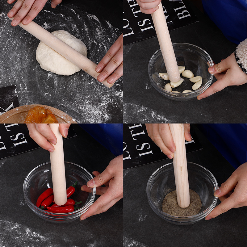 Beech printed wooden embossed rolling pin double-headed large small dumpling wrapper wax-free lacquer-free Rolling pin manufacturers