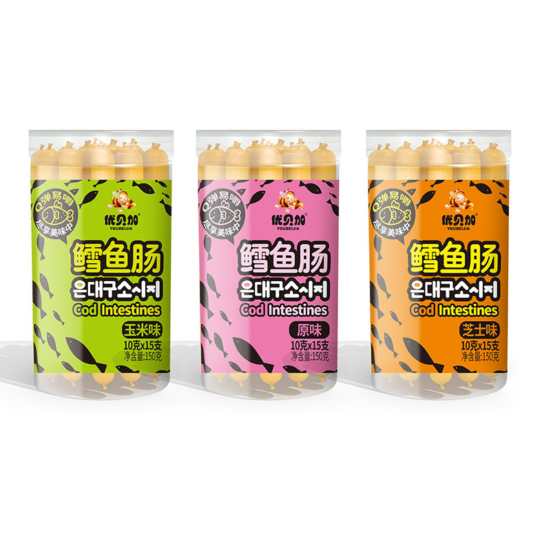 Колбаса из трески Youbeijia, детская питательная закуска, ветчина, кукуруза, сыр, рыбные палочки 150г