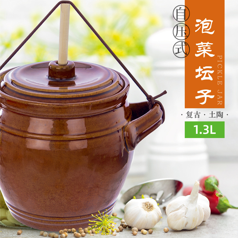 Креативная керамическая банка для маринованных овощей, ретро керамическая банка для хранения