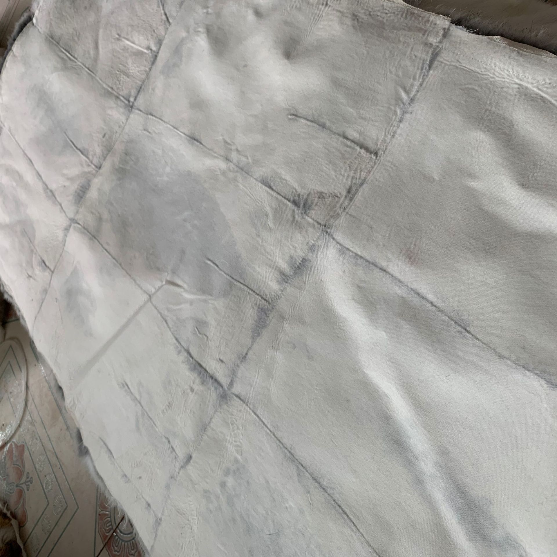 Whole Skin Rabbit Skin Mat Natural Color Rabbit Blanket Green Grass Natural Color Rabbit Hair Blanket Customizable