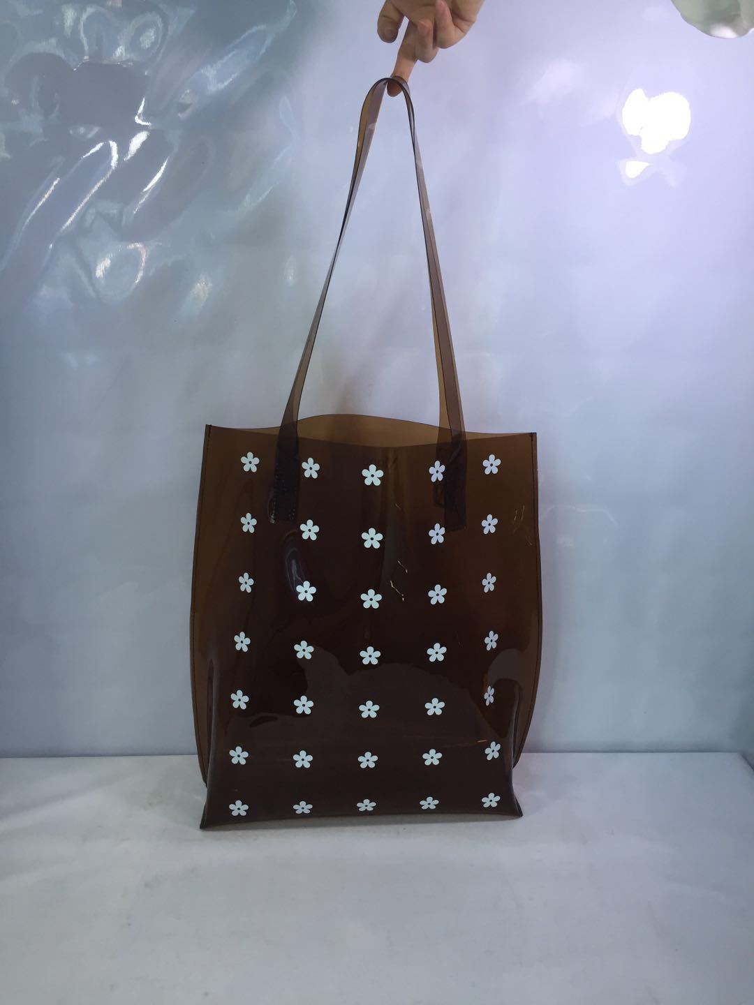 Factory Customized Pvc Waterproof Beach Bag Printed Letters Transparent Jelly Bag Hand-Held Shoulder Bag Customized