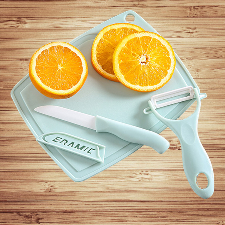 Керамический набор ножей для фруктов из трех предметов с цветной разделочной доской, керамическими ножами, кухонный подарок, нож для нарезки