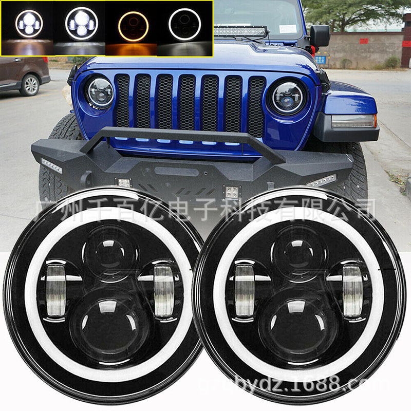 Для Jeep Wrangler 7 дюймов светодиодная фара Harley мотоцикл светодиодная фара двухцветный модифицированный фара