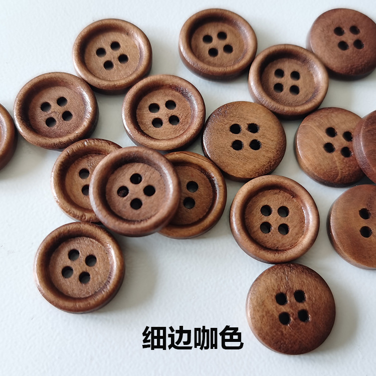Factory Natural Wood Buttons Wooden Buttons Children's Cartoon Coat Four Eyes Two Eyes Buttons