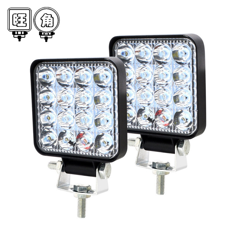 WJ cross-border car LED work light mini square 16 light 48W auxiliary light modified headlight spot light