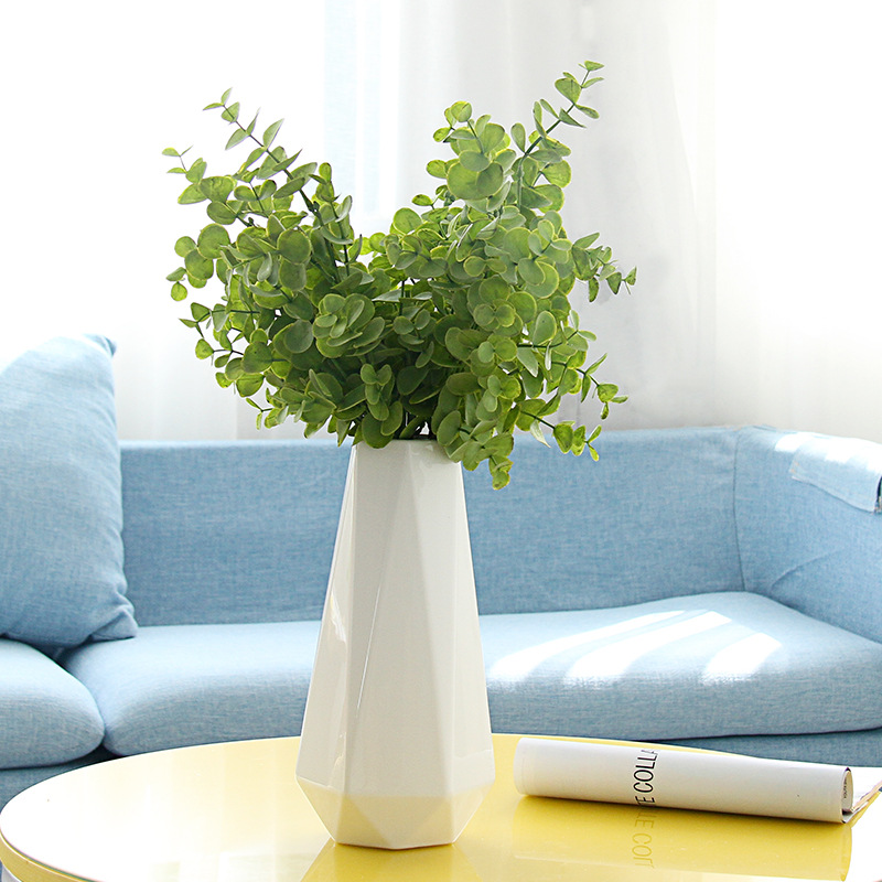 Симуляция эвкалипта денежный лист домашнее свадебное украшение искусственный фальшивый цветок зеленое растение одинарный эвкалиптовый лист симуляционное растение