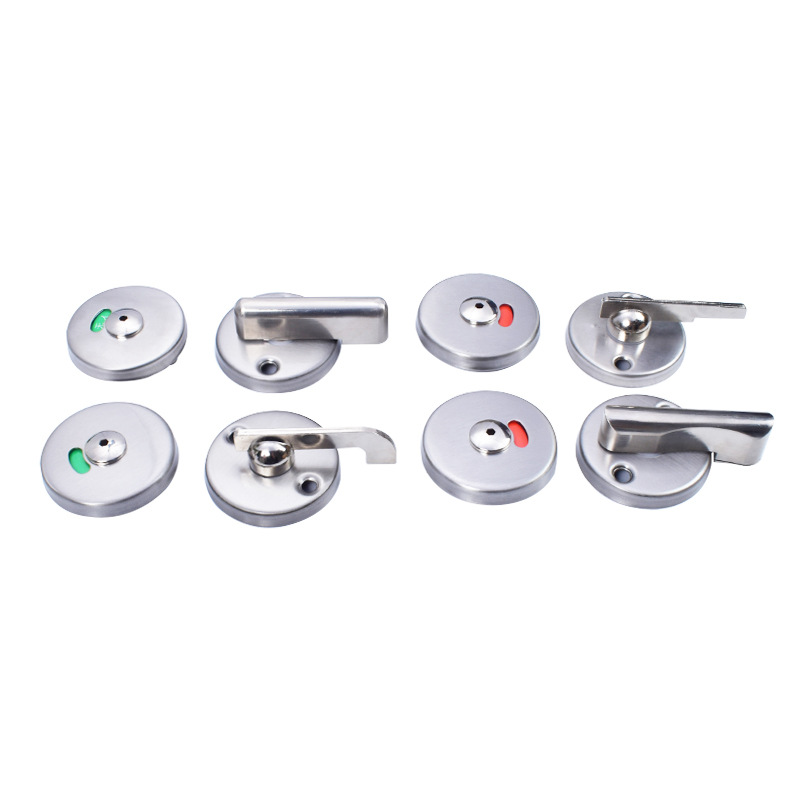 Public toilet partition door lock accessories stainless steel round flat stacked with unmanned indicator lock public toilet lock
