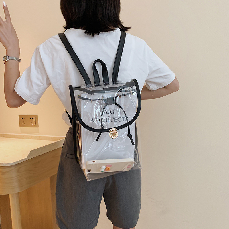 2020 Summer Jelly Backpack Japanese and Korean New Transparent Bag Contrast Color Backpack Casual Women's Bag Wholesale