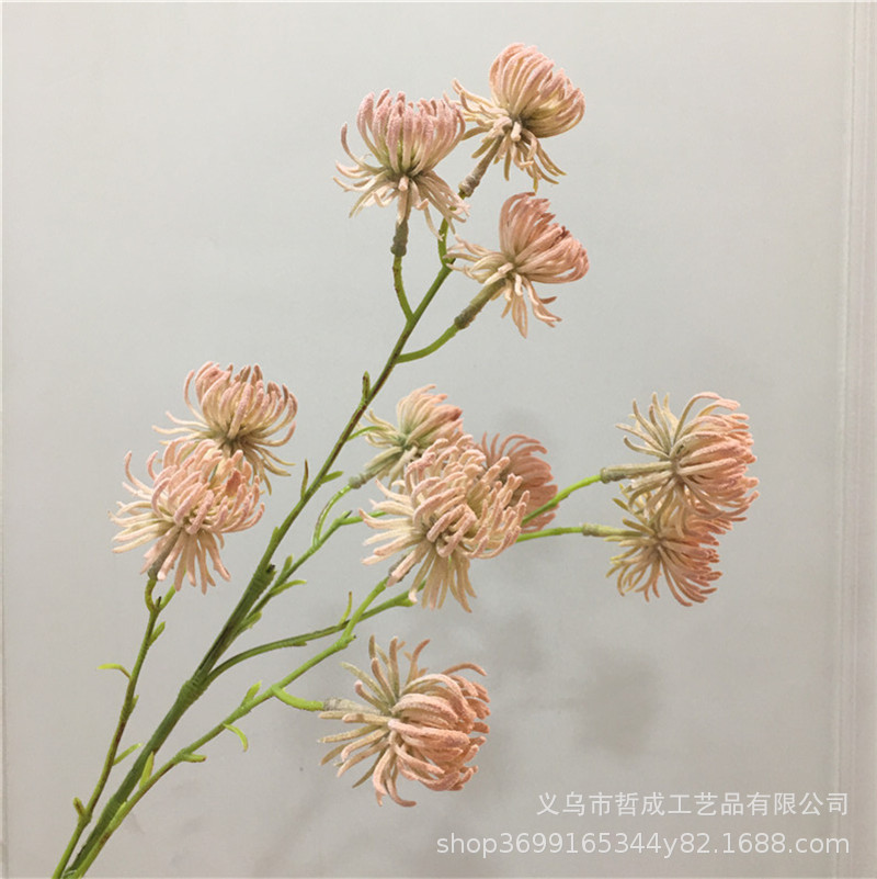 Hehuan flower artificial artificial flower flocking gold silk chrysanthemum furniture living room model room decoration floral wedding bouquet