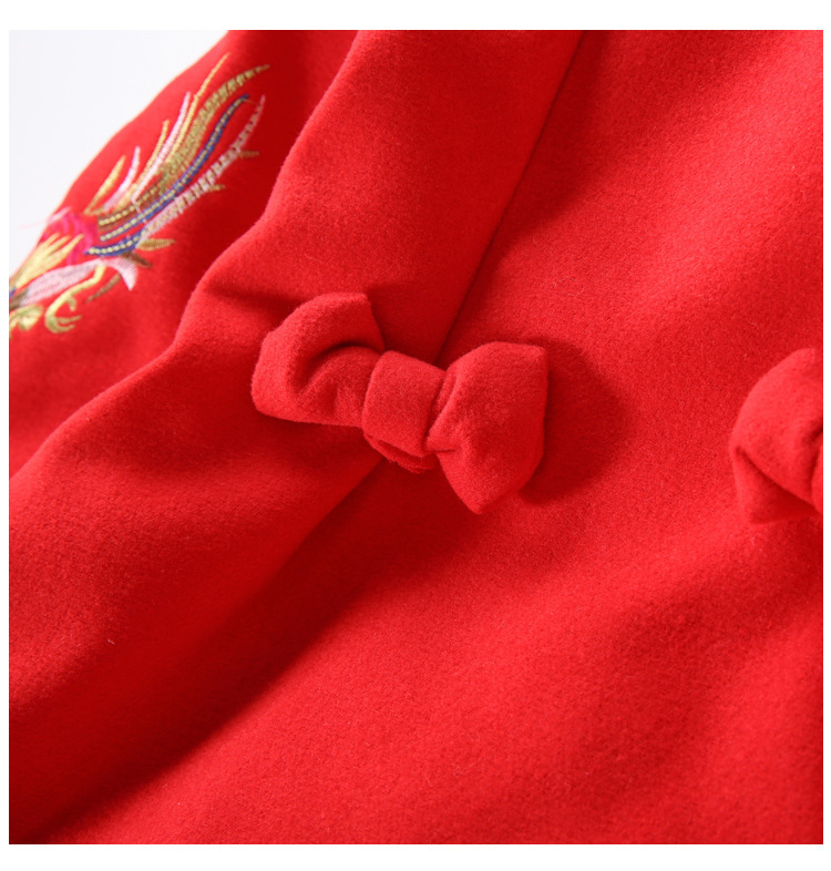 Winter New Girls' Embroidered Cheongsam Dress New Year Thickened Chinese Style Red Children's Tang Suit New Year Clothes
