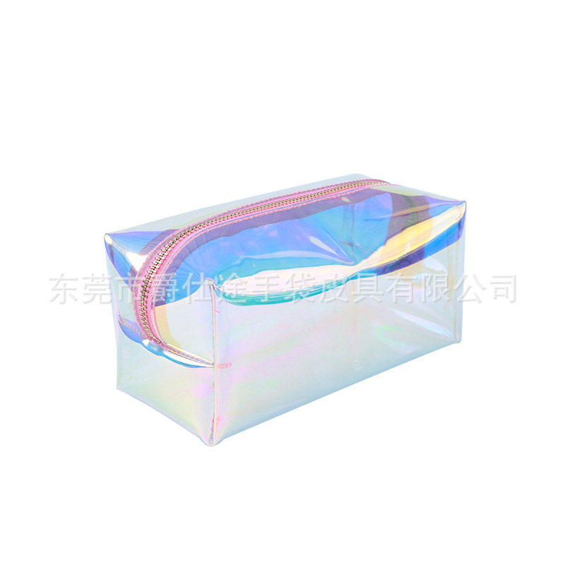 Little Red Book Same Style Magic Color PVC Zipper Cloth Waterproof Laser PVC Cosmetic Bag Travel Cosmetic Storage Bag