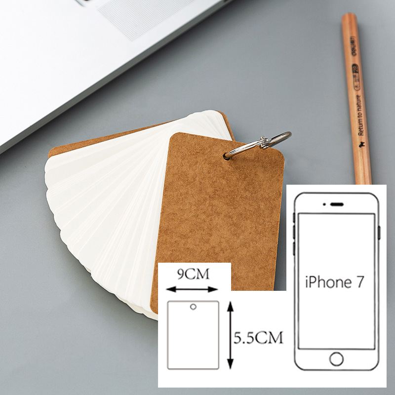 Spot Universal DIY blank color iron ring handwritten hard blank English word card loose-leaf memory card