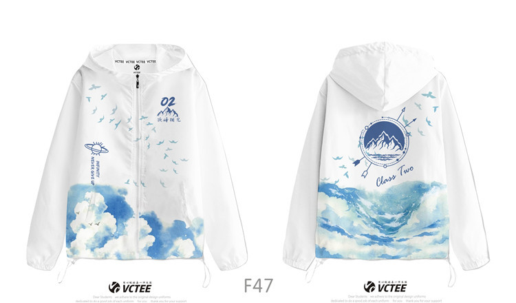 Wei Yi Custom logo Student Games Class Clothes Outer Suit diy Coat Printing Figure Clothes Hooded Work Clothes