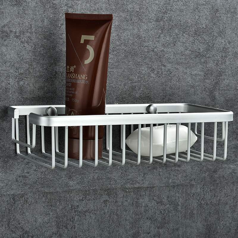 High and low soap rack space aluminum wall hanging soap net with hook soap basket aluminum wire rectangular bathroom basket