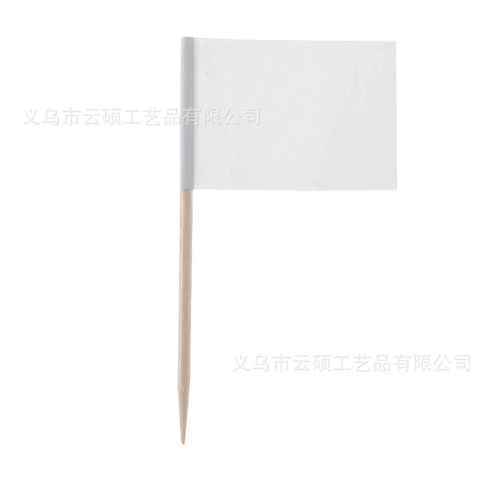 Blank White Toothpick Flag Fruit Cake Steak Decorative Toothpick Blank White Toothpick Flag Spot