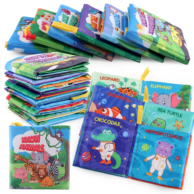 Foreign trade baby cloth book early education cognitive toys with rang paper tearing baby palm book Puzzle toys wholesale