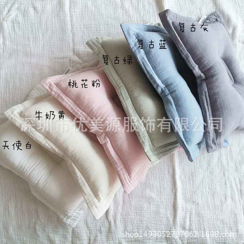Baby pillow cross-border INS Nordic newborn baby cotton gauze head-shaped pillow washable baby pillow
