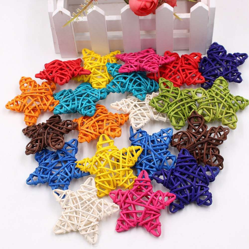 Nail-free 6cm rattan five-pointed star color star rattan ball Thailand lamp string accessories home ornaments