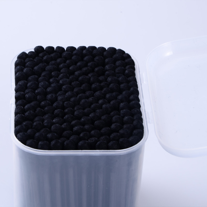 Japan imported black cotton swab double 180 boxed ear cotton swab spiral gourd head makeup cotton swab