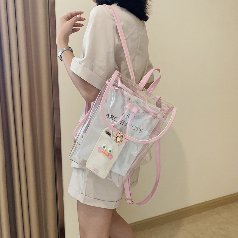 2020 Summer Jelly Backpack Japanese and Korean New Transparent Bag Contrast Color Backpack Casual Women's Bag Wholesale