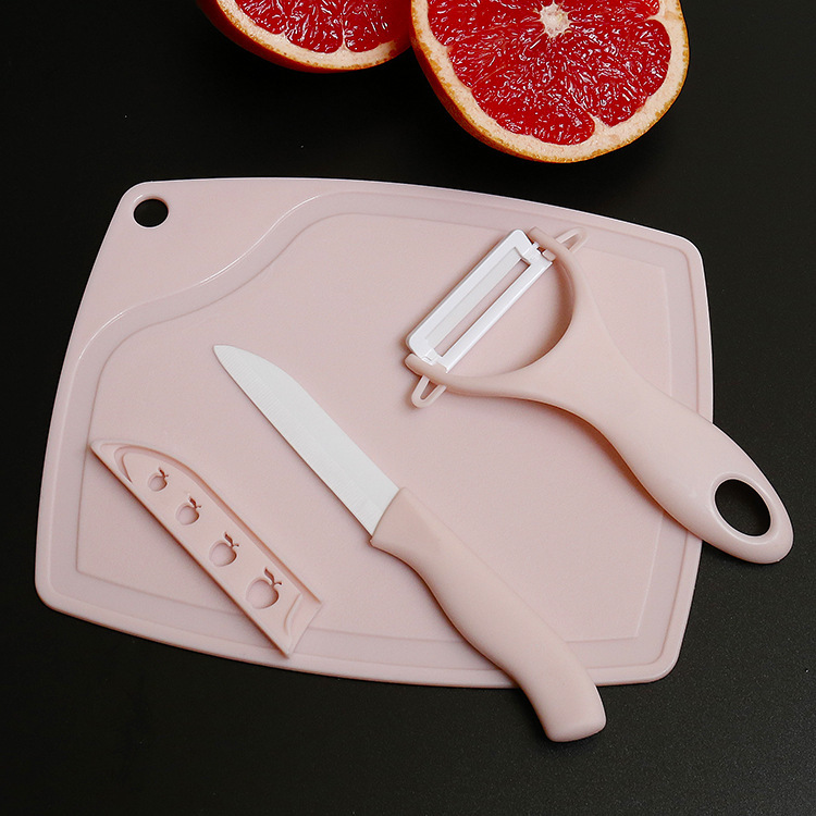Ceramic fruit knife three-piece set Nordic candy color cutting board ceramic knife set kitchen gift kitchen knife slicing knife