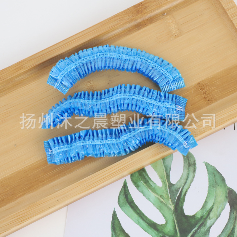 Factory wholesale disposable shower cap pe plastic transparent thick strip waterproof shower cap hotel supplies 100 Pack