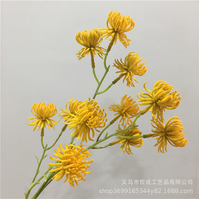 Hehuan flower artificial artificial flower flocking gold silk chrysanthemum furniture living room model room decoration floral wedding bouquet