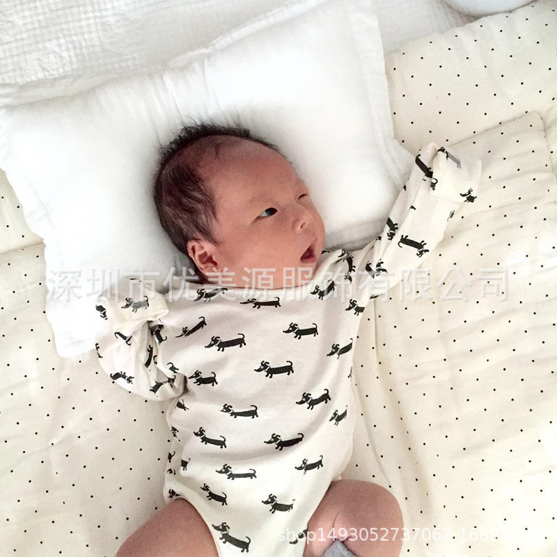Baby pillow cross-border INS Nordic newborn baby cotton gauze head-shaped pillow washable baby pillow
