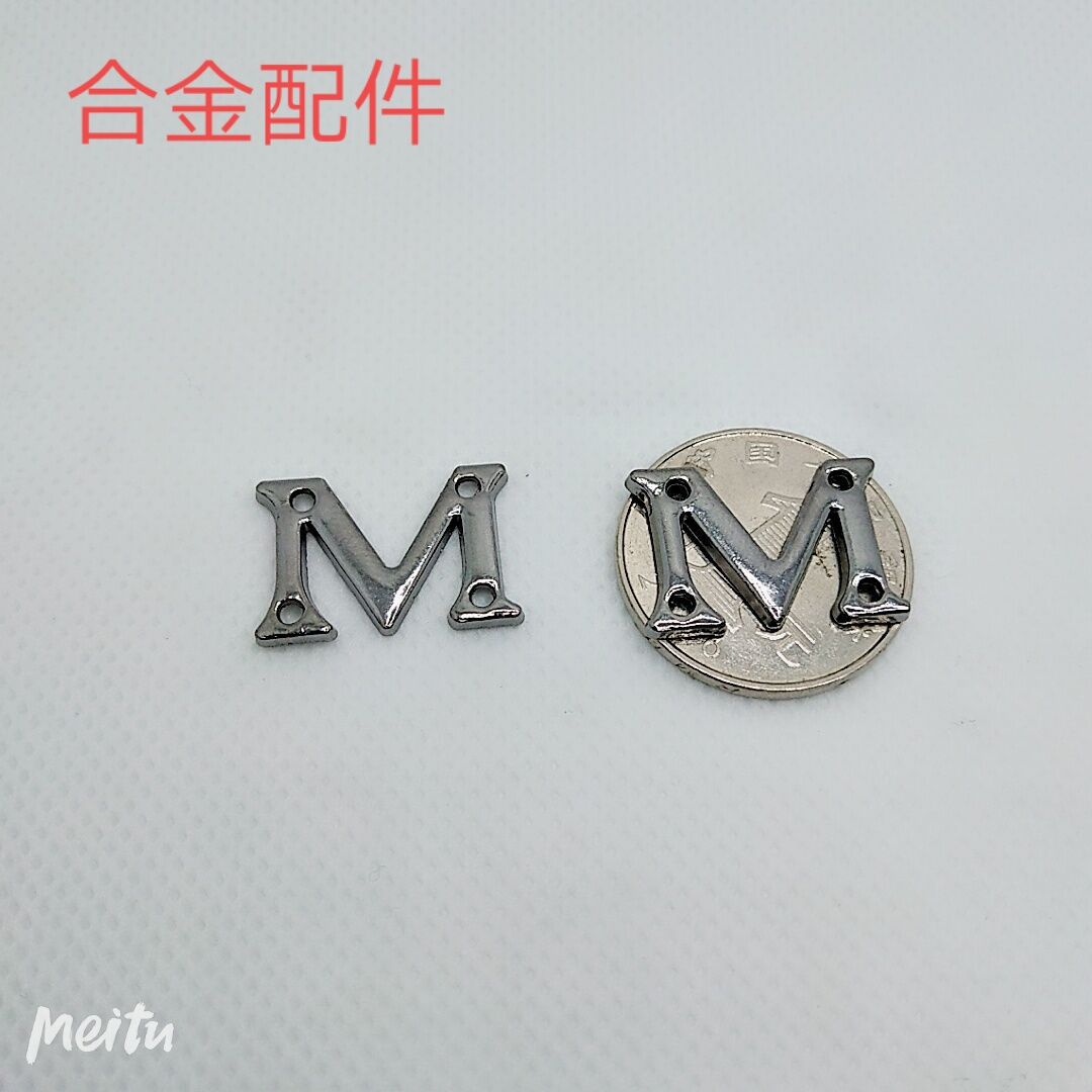 Factory Direct Sales Alloy m Logo Baseball Hat Accessories Clothing Sewing Accessories Black Spray Paint m Logo Armor Badge