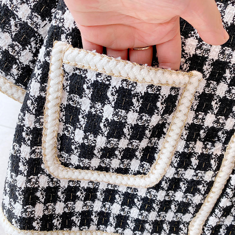 2025 Spring New Autumn Girls Tartan Coat Little Girl Autumn Coat Small Fragrance Style Mid-Length Korean Style