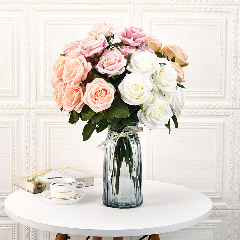 Оптовая продажа 10 голландских роз, искусственные цветы, украшение для гостиной
