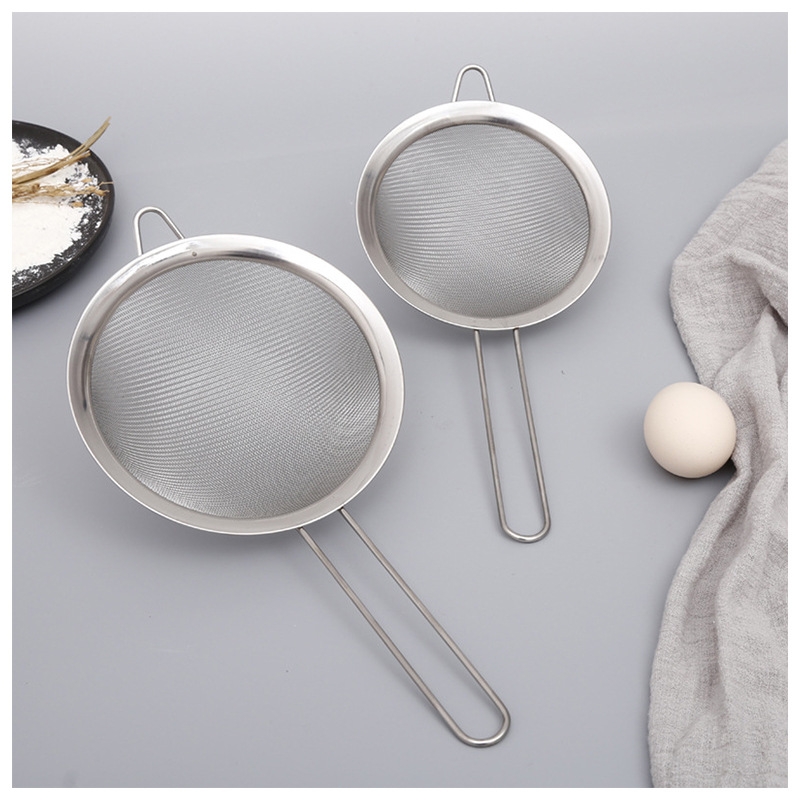 201 stainless steel wide-brimmed twill straight oil grid oil scoop soy milk scoop hand-held flour sieve screen