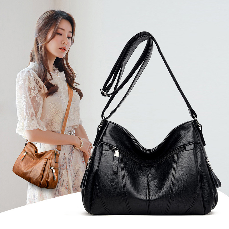 Сумка через плечо на одно плечо большого объема для женщин среднего возраста, осень-зима 2020, мягкая кожа, многоотделений, однотонная