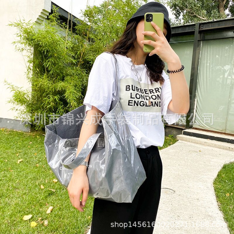 Фабричная индивидуальная портативная женская сумка, большая прозрачная ПВХ желейная сумка для пляжа, путешествий, уличной съемки, сумка через плечо