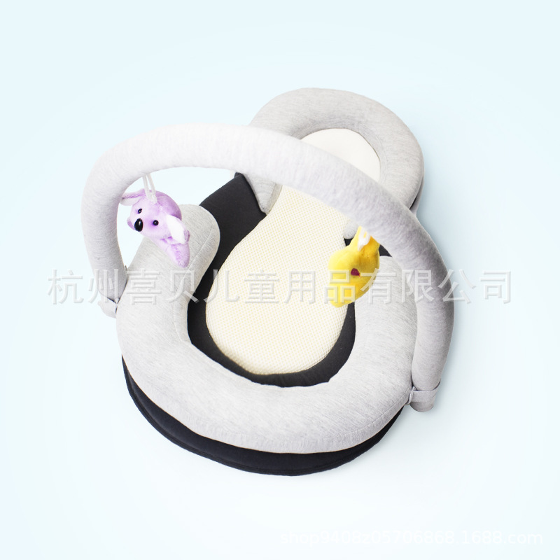Cross-Border New thick with toy rack newborn anti-deviation headrest sleeping pad