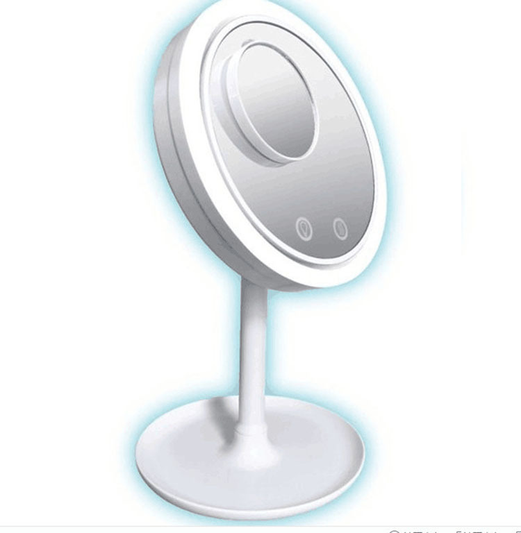 Cross-border three-in-one makeup mirror with fan small mirror creative with fan wind scattered led desktop magnifying glass with light