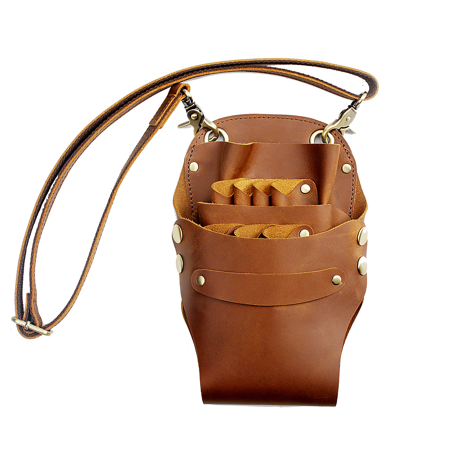 Crazy Horse Leather Scissors Bag Hair Stylist Special Scissors Tool Storage Leather Cover Hairdresser Multifunctional Real Cow Leather Waist Bag